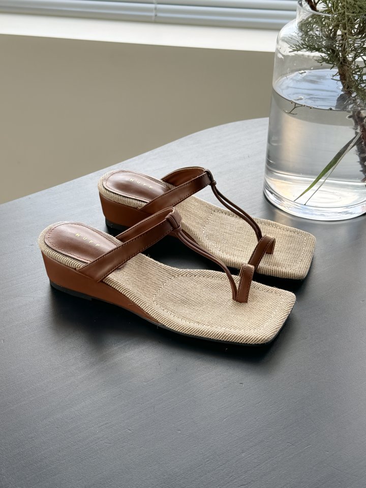 Vade - Korean Women Fashion - #momslook - Wedge Open-Toe Flip-Flop Sandals Heel - 11
