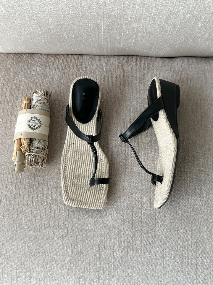 Vade - Korean Women Fashion - #momslook - Wedge Open-Toe Flip-Flop Sandals Heel - 7