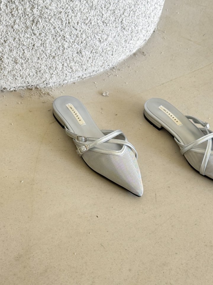 Vade - Korean Women Fashion - #momslook - Stiletto Mesh Strap Low Heel Mule - 8