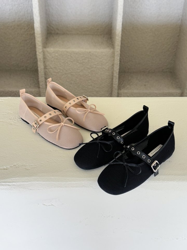 Vade - Korean Women Fashion - #momslook - Mesh Strap Ribbon Flat