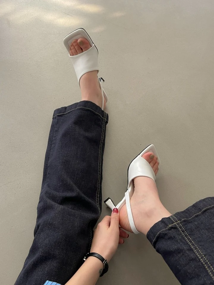 Vade - Korean Women Fashion - #momslook - Square Slingback Sandals Heel - 10