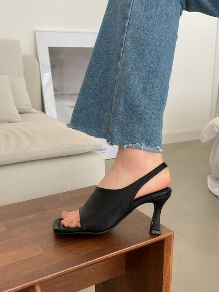 Vade - Korean Women Fashion - #momslook - Square Slingback Sandals Heel - 8