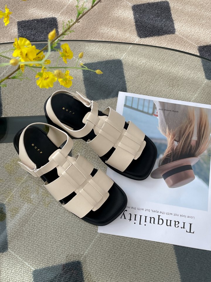 Vade - Korean Women Fashion - #momslook - Square Open-Toe Sandals - 10
