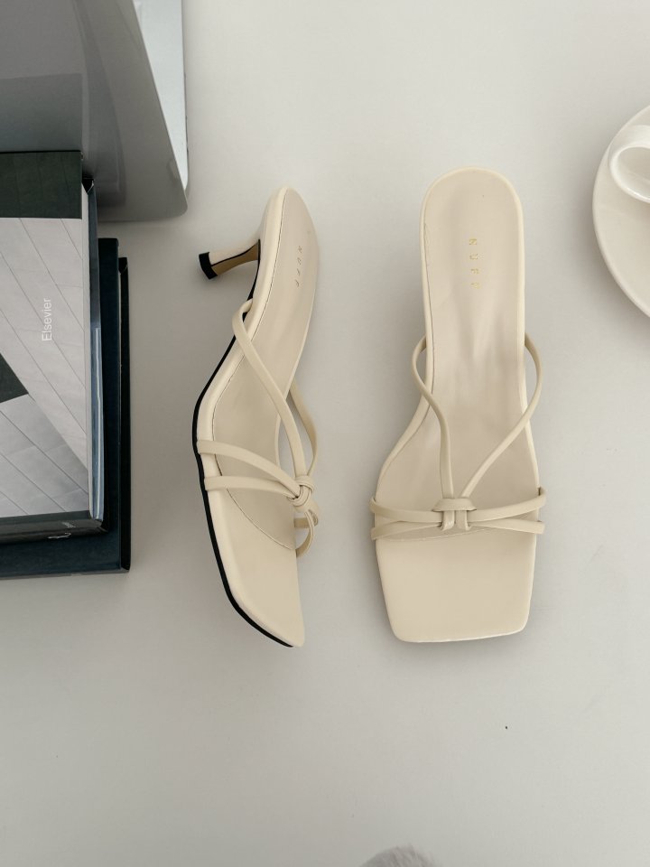 Vade - Korean Women Fashion - #momslook - Twisted Square Sandals Heel - 6