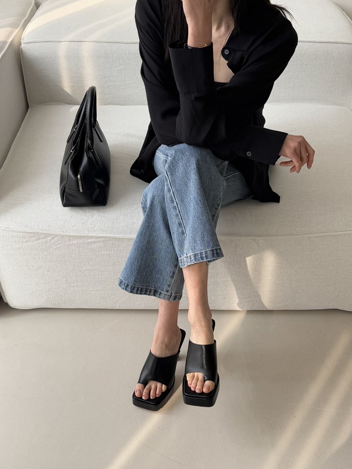 Vade - Korean Women Fashion - #momslook - Basic Half Square Toe Point Sandals - 9