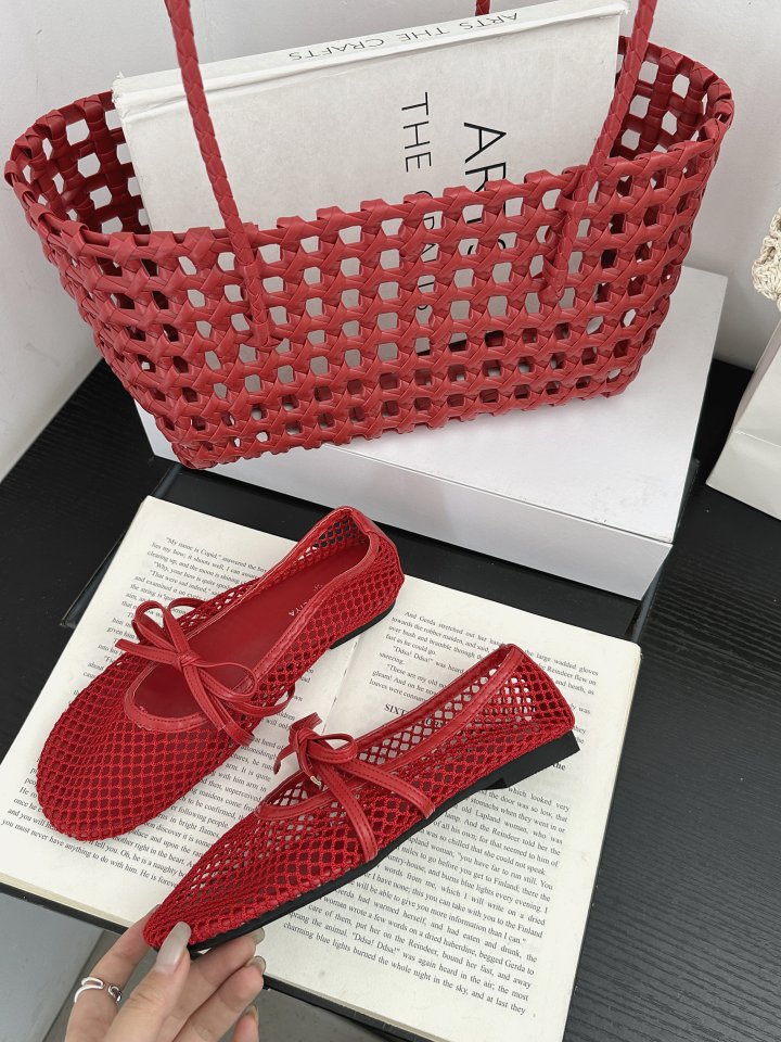 Vade - Korean Women Fashion - #momslook - Mesh Ribbon Mesh Flat