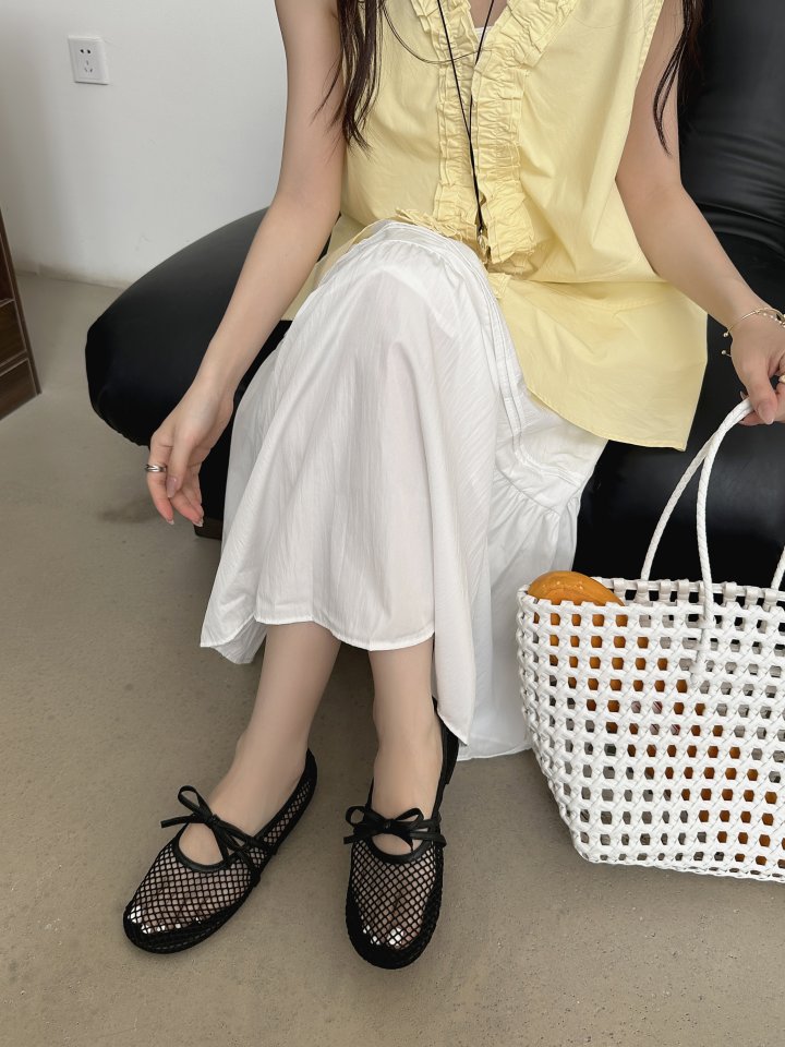 Vade - Korean Women Fashion - #momslook - Mesh Ribbon Mesh Flat - 8