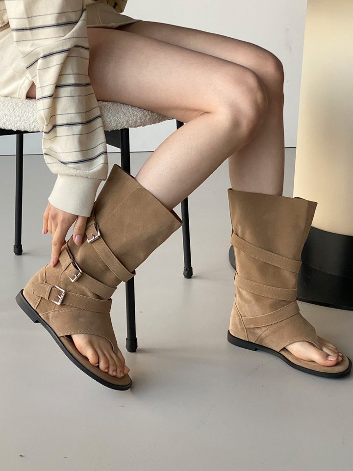Vade - Korean Women Fashion - #womensfashion - Unique Fit Ankle Open-toe Boots Slim Line Sandals - 4