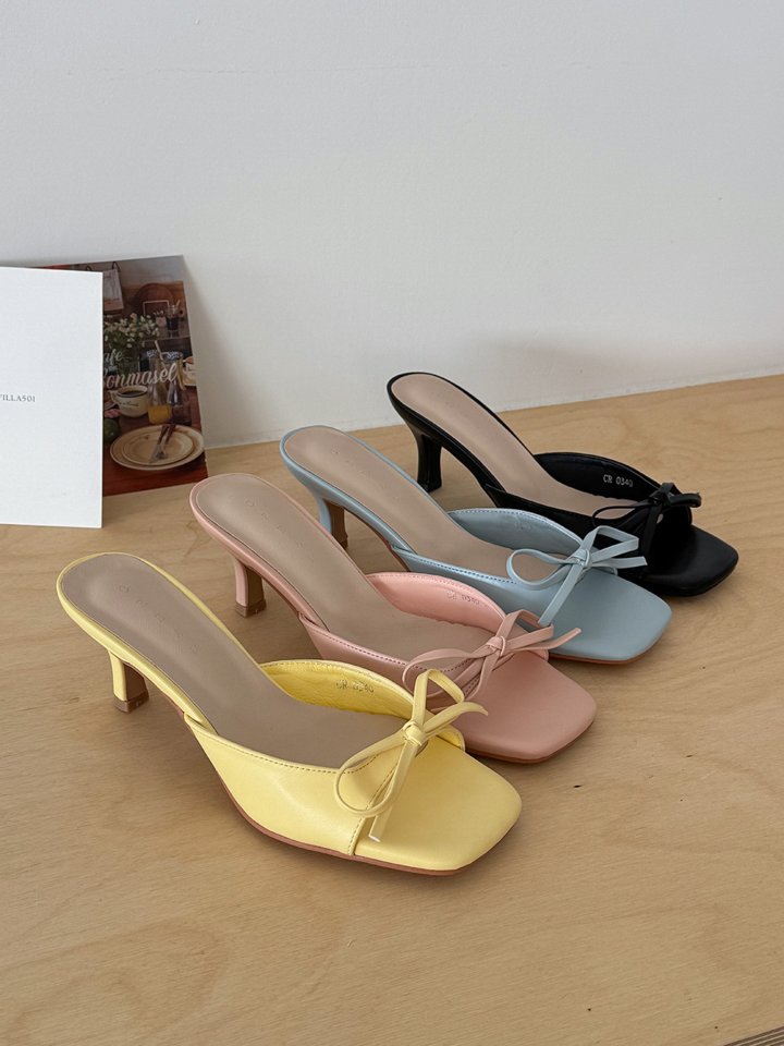 Vade - Korean Women Fashion - #momslook - Pastel Ribbon Mule Sandals - 2