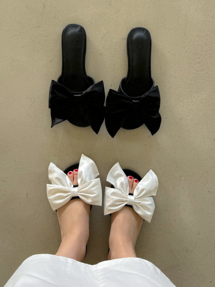 Vade - Korean Women Fashion - #momslook - Large Ribbon Slippers - 3