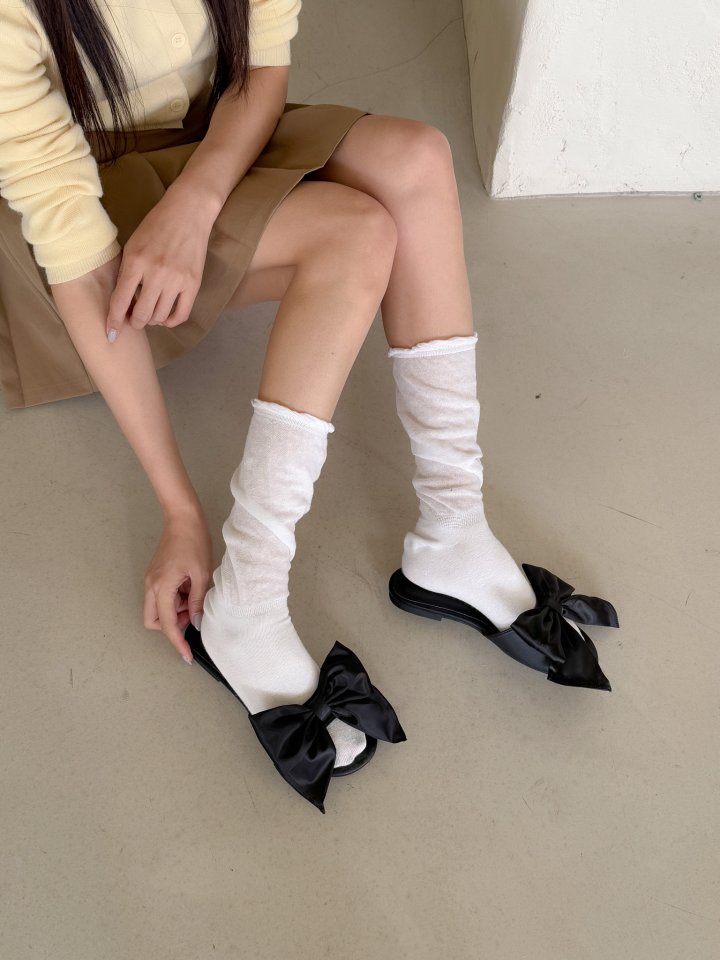 Vade - Korean Women Fashion - #momslook - Large Ribbon Slippers - 7