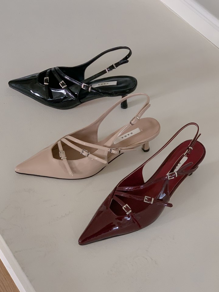Vade - Korean Women Fashion - #momslook - Slingback Slim Velcro Buckle Stiletto Mule Heels