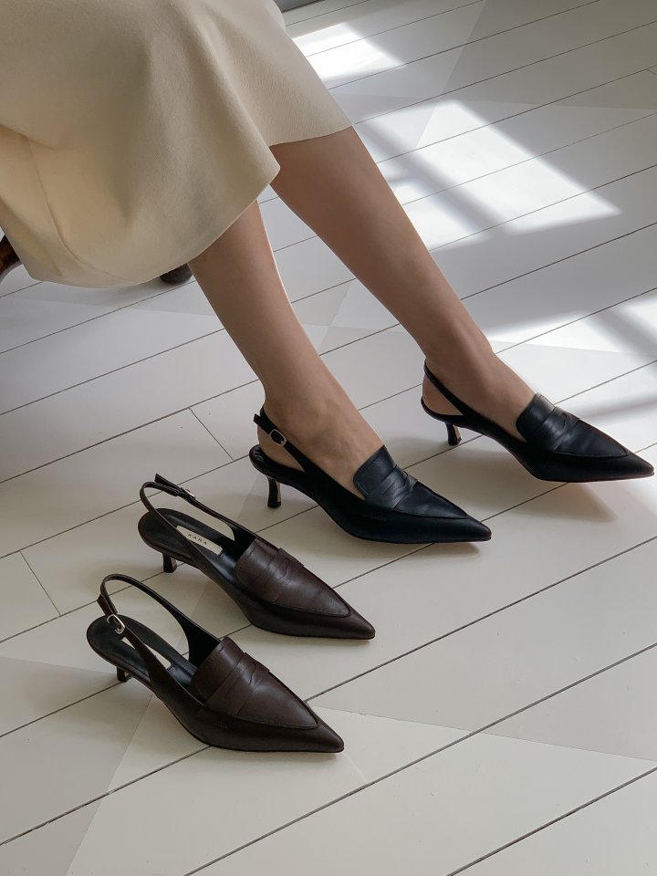 Vade - Korean Women Fashion - #momslook - Stiletto Loafer Heel Slingback - 2