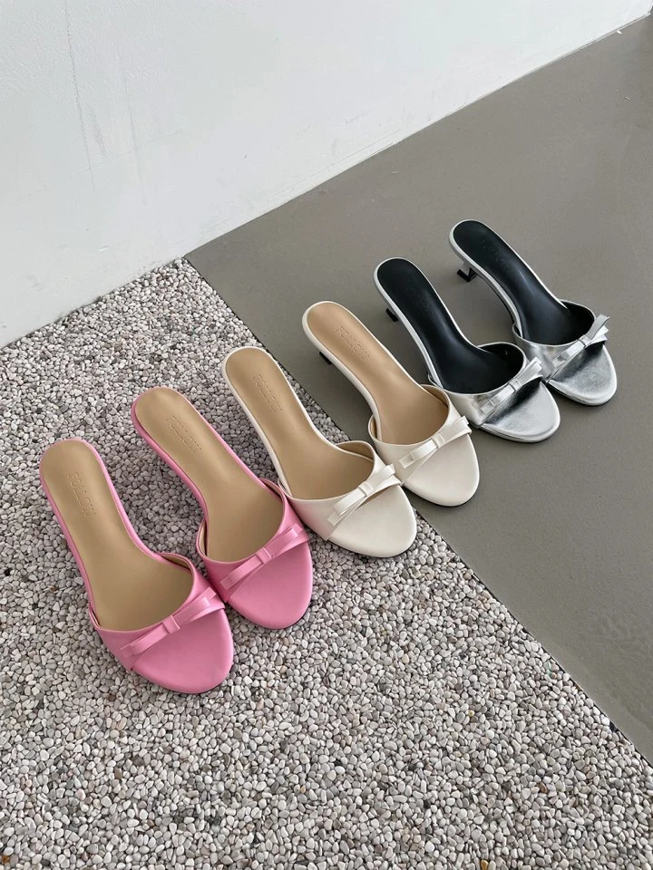Vade - Korean Women Fashion - #momslook - Vivid Ribbon Mule Sandals