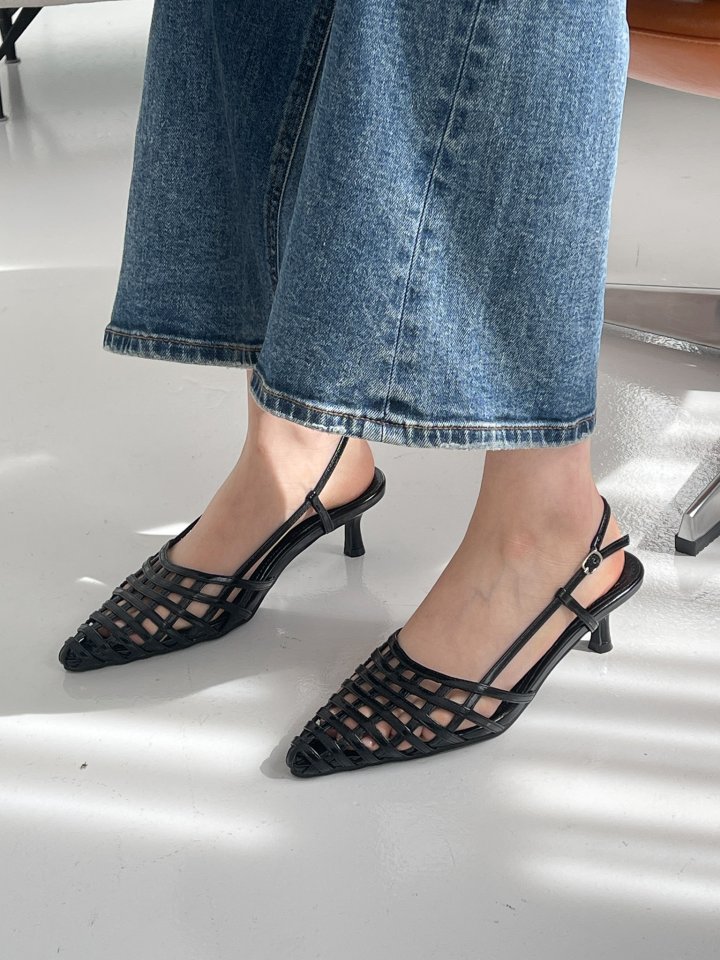 Vade - Korean Women Fashion - #momslook - Basic Slingback Mesh Stiletto Heels - 6