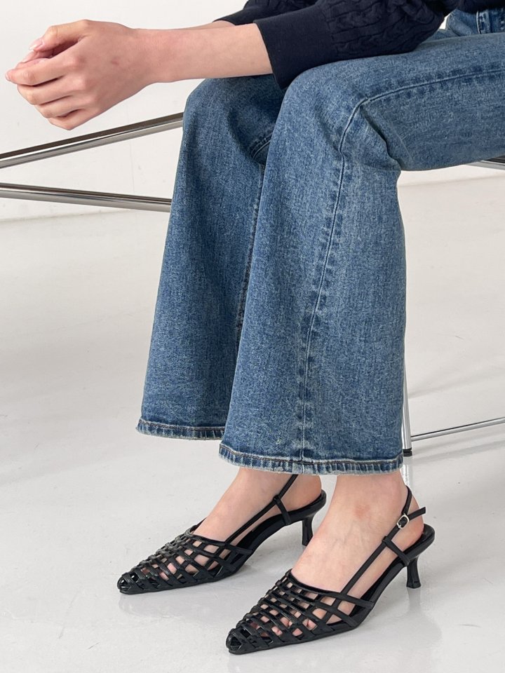 Vade - Korean Women Fashion - #momslook - Basic Slingback Mesh Stiletto Heels - 8