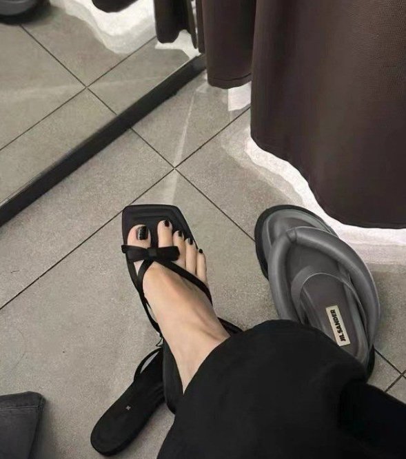 Vade - Korean Women Fashion - #momslook - Open-toe Toe Point Slipper Ribbon Sandals - 11