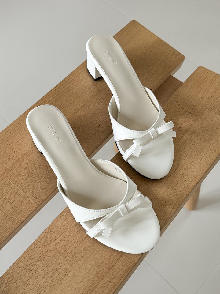 Vade - Korean Women Fashion - #momslook - Round Ribbon Comfortable Mule Sandals - 10