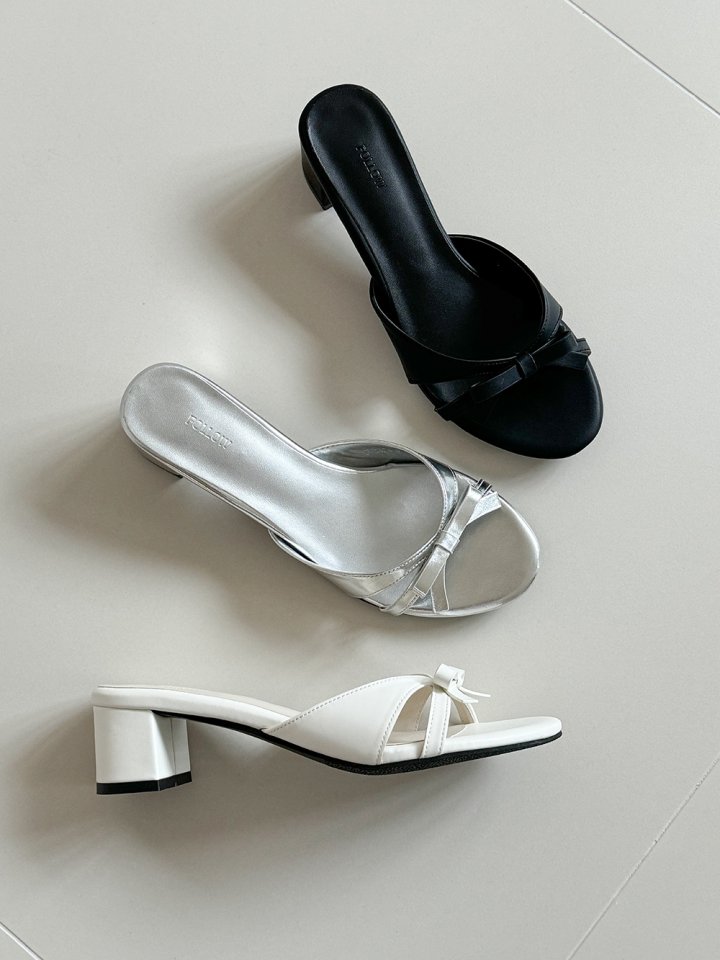 Vade - Korean Women Fashion - #womensfashion - Round Ribbon Comfortable Mule Sandals - 4