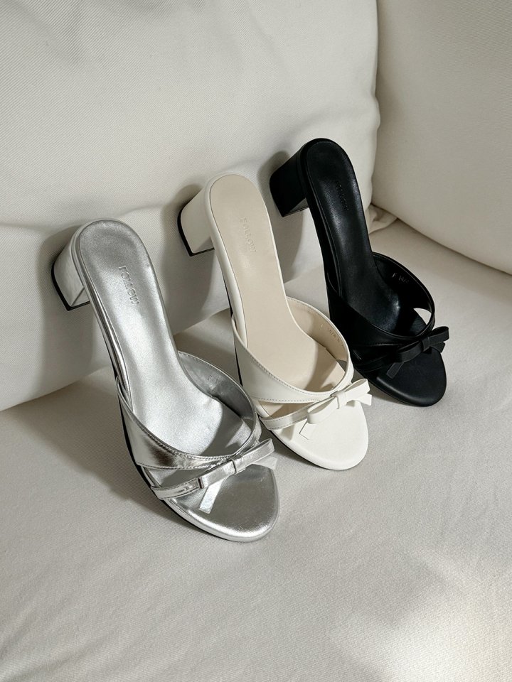 Vade - Korean Women Fashion - #momslook - Round Ribbon Comfortable Mule Sandals - 9