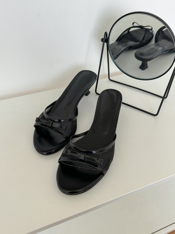 Vade - Korean Women Fashion - #momslook - Slim Mule Ribbon Stiletto Sandals - 8
