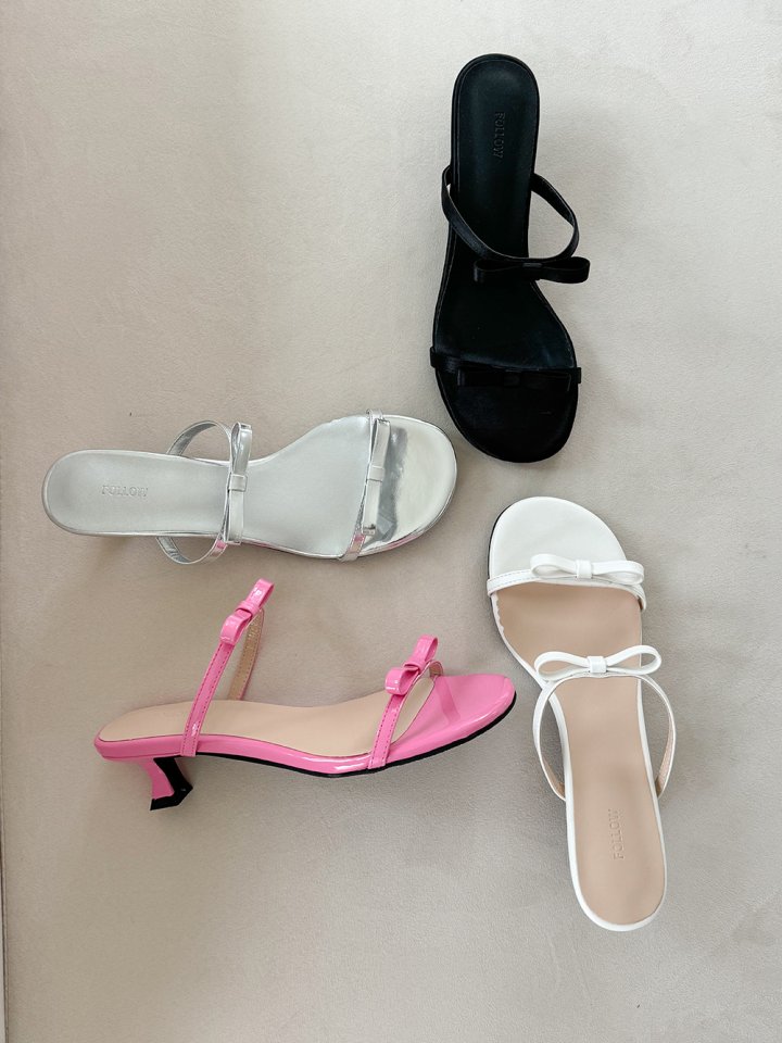Vade - Korean Women Fashion - #pursuepretty - Round Toe Ribbon Strap Sandals Heel - 2