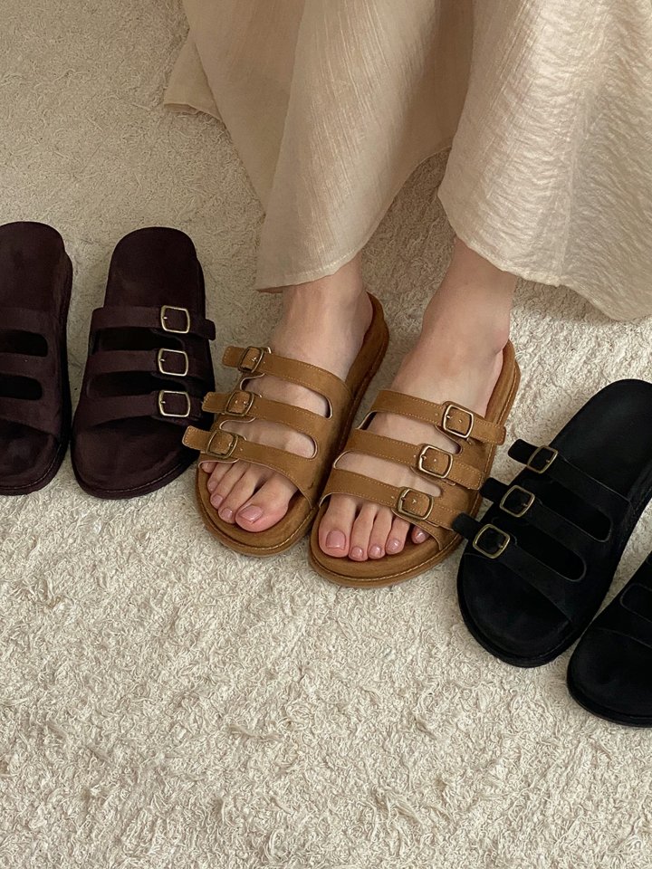 Vade - Korean Women Fashion - #pursuepretty - Strap Suede Slipper Sandals - 6