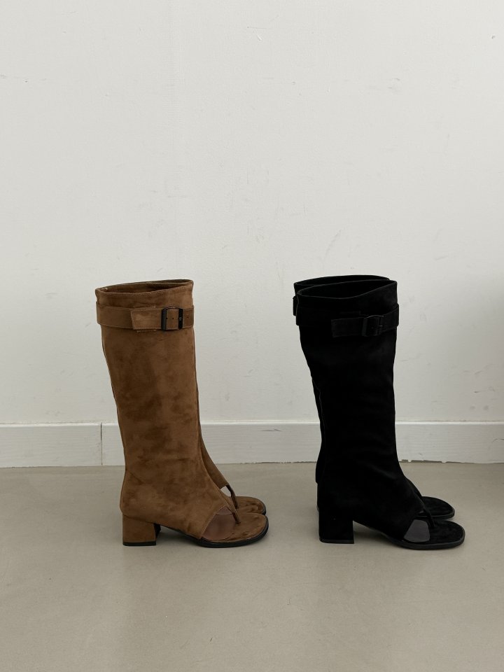 Vade - Korean Women Fashion - #pursuepretty - Open-Toe Boots Stretch Suede - 3