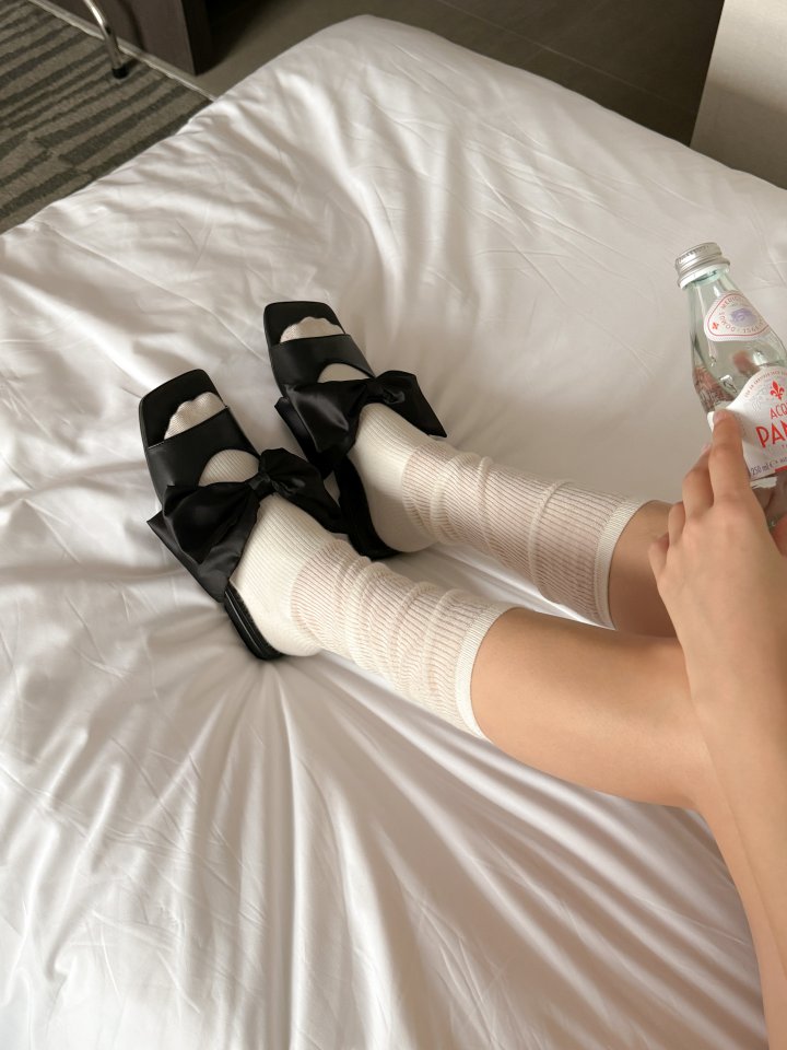 Vade - Korean Women Fashion - #pursuepretty - Ribbon Square Strap Sandals - 9