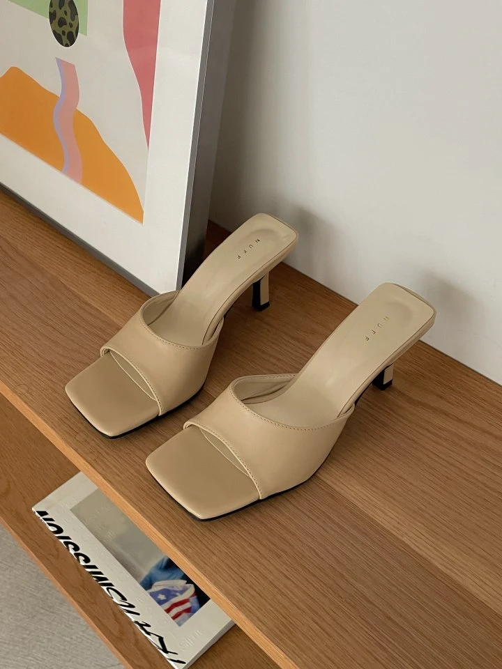 Vade - Korean Women Fashion - #vintagekidsstyle - Square Basic Soft Sandals Mule - 4