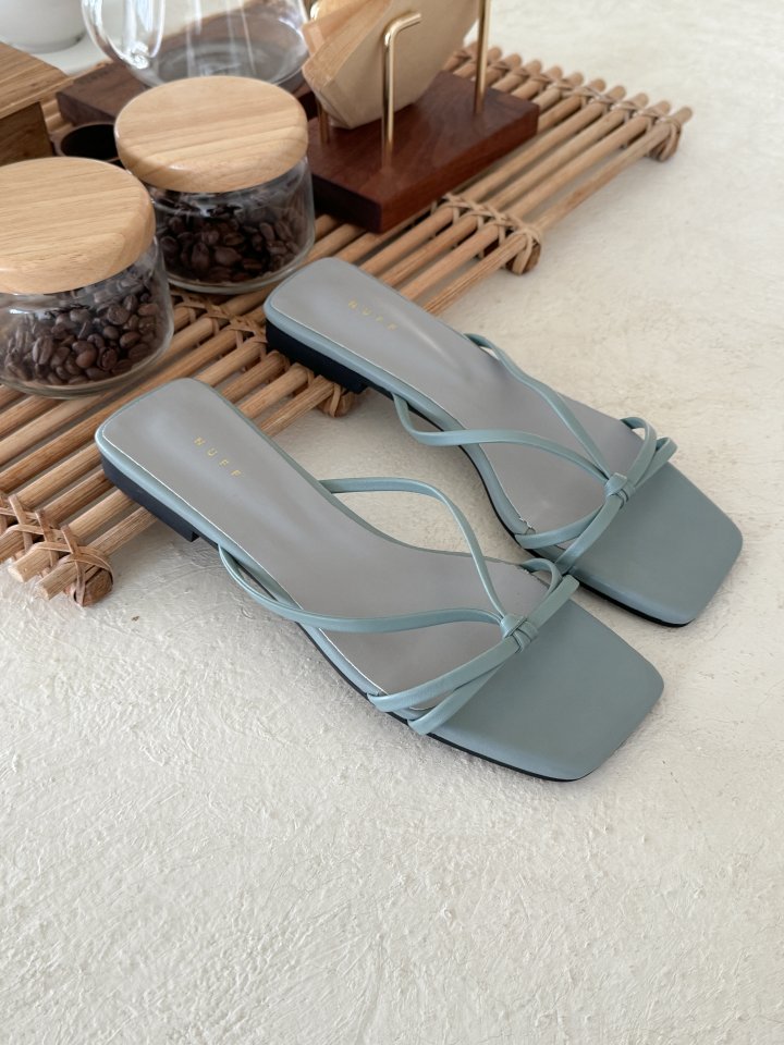 Vade - Korean Women Fashion - #pursuepretty - Low Heel Flip-Flop Square Twisted Sandals