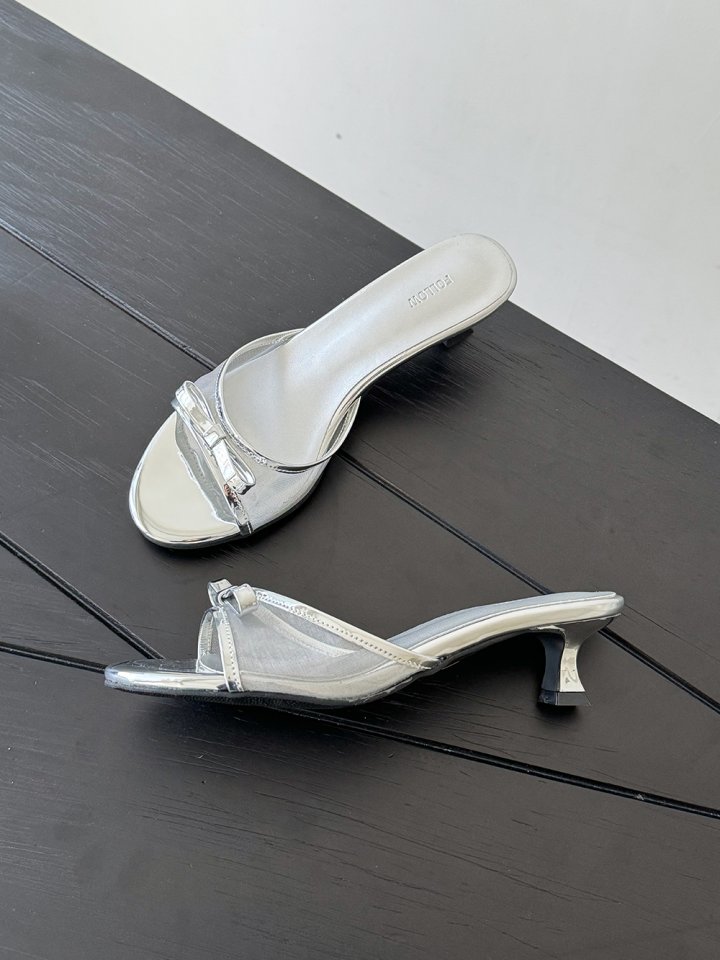 Vade - Korean Women Fashion - #pursuepretty - Slim Mule Ribbon Stiletto Sandals - 12