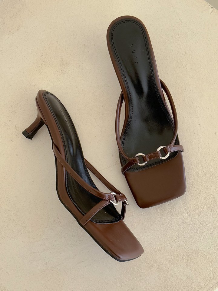 Vade - Korean Women Fashion - #restrostyle - Square Buckle Sandals Mule Heel - 6