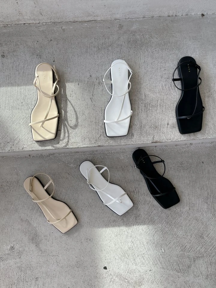 Vade - Korean Women Fashion - #restrostyle - Low Heel Square Point Flip-Flop Sandals - 3
