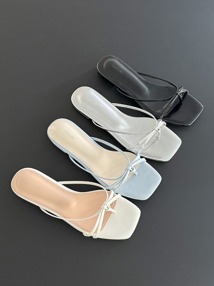 Vade - Korean Women Fashion - #restrostyle - Slim Twisted Slipper Sandals - 2