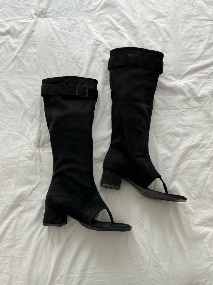 Vade - Korean Women Fashion - #romanticstyle - Open-Toe Boots Stretch Suede - 5