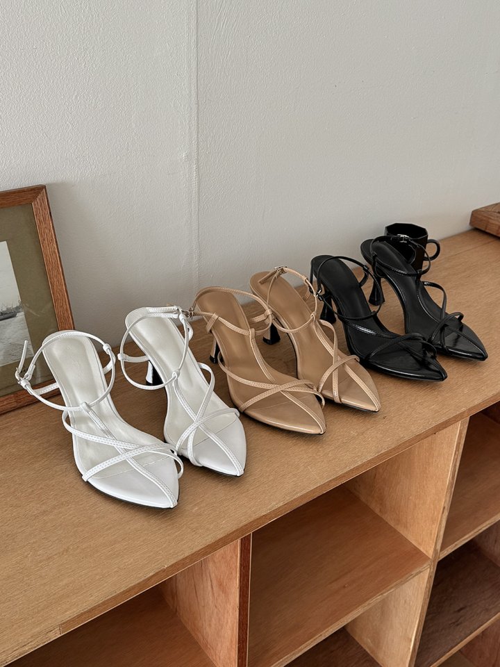 Vade - Korean Women Fashion - #shopsmall - Basic Heel Strap Round Stiletto Sandals