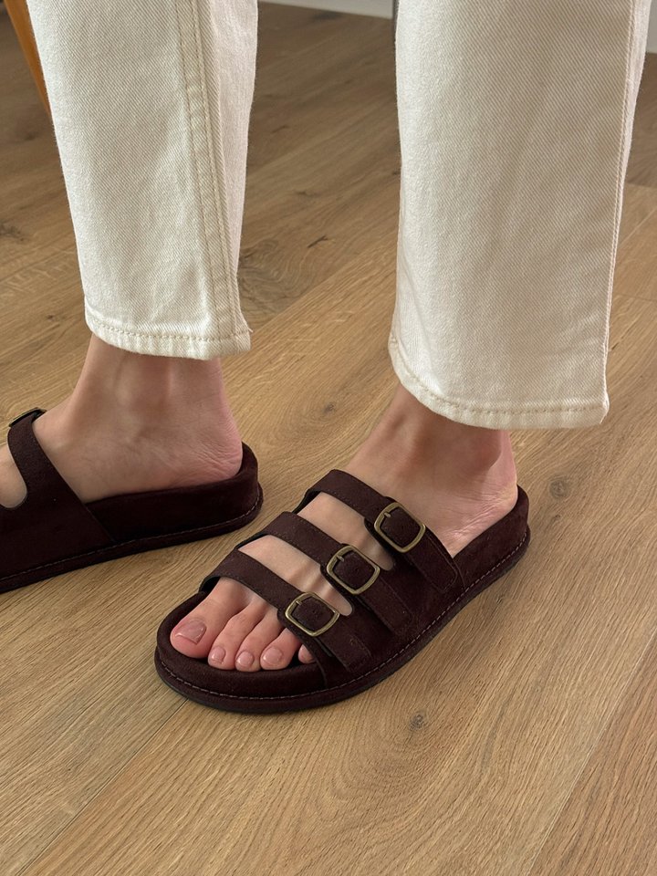 Vade - Korean Women Fashion - #shopsmall - Strap Suede Slipper Sandals - 9
