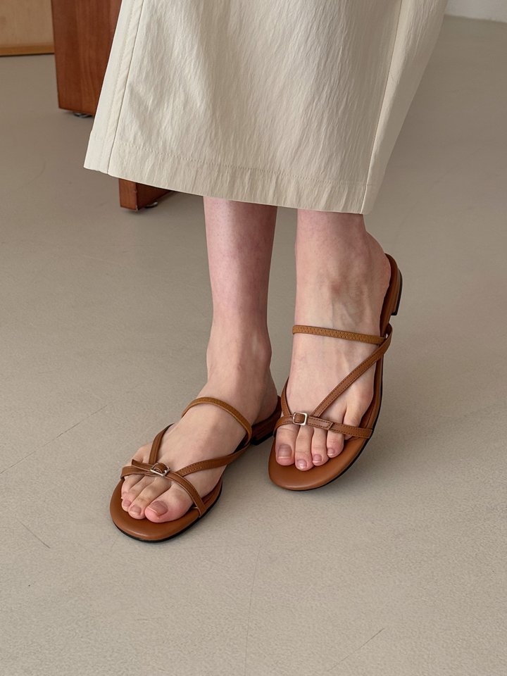Vade - Korean Women Fashion - #shopsmall - Buckle Strap Sandals Low Heel Slipper - 10