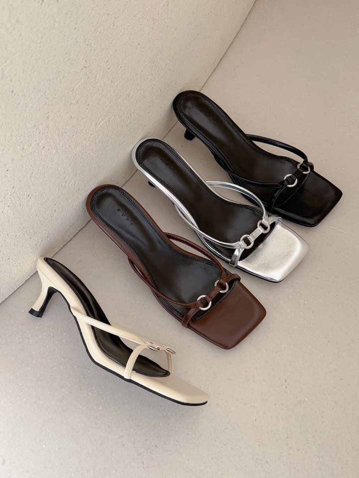 Vade - Korean Women Fashion - #shopsmall - Square Buckle Sandals Mule Heel - 8
