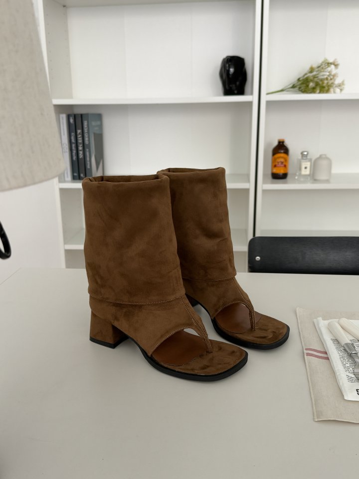 Vade - Korean Women Fashion - #shopsmall - Open-Toe Boots Stretch Suede - 6