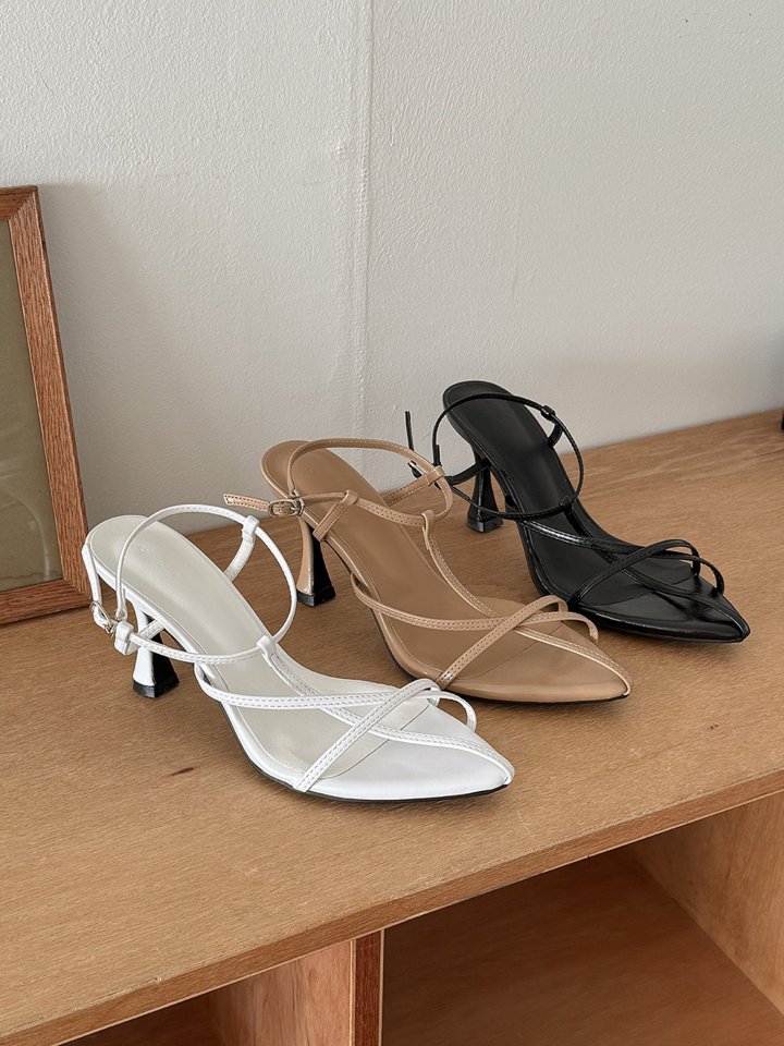 Vade - Korean Women Fashion - #thatsdarling - Basic Heel Strap Round Stiletto Sandals - 2