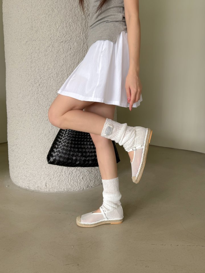 Vade - Korean Women Fashion - #thatsdarling - Rattan Flower Mary Jane Mesh Flat - 5