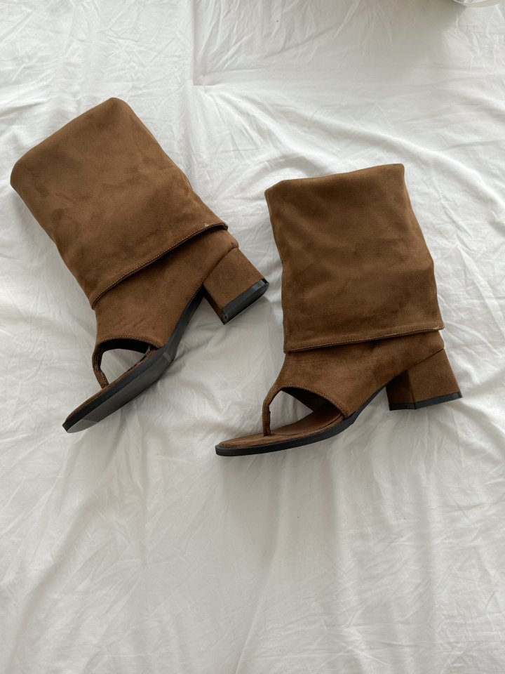 Vade - Korean Women Fashion - #thatsdarling - Open-Toe Boots Stretch Suede - 7
