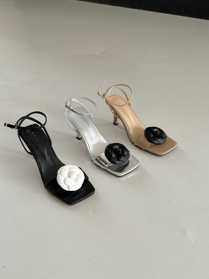 Vade - Korean Women Fashion - #thatsdarling - Square Flower Mule Sandals Heel - 11