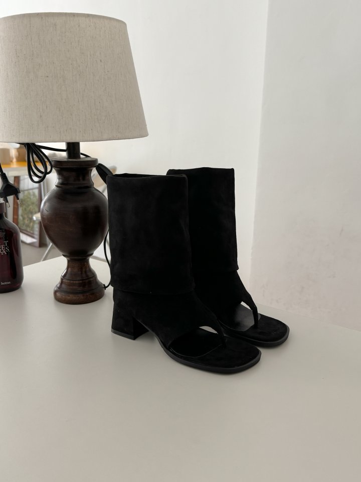 Vade - Korean Women Fashion - #thelittlethings - Open-Toe Boots Stretch Suede - 8