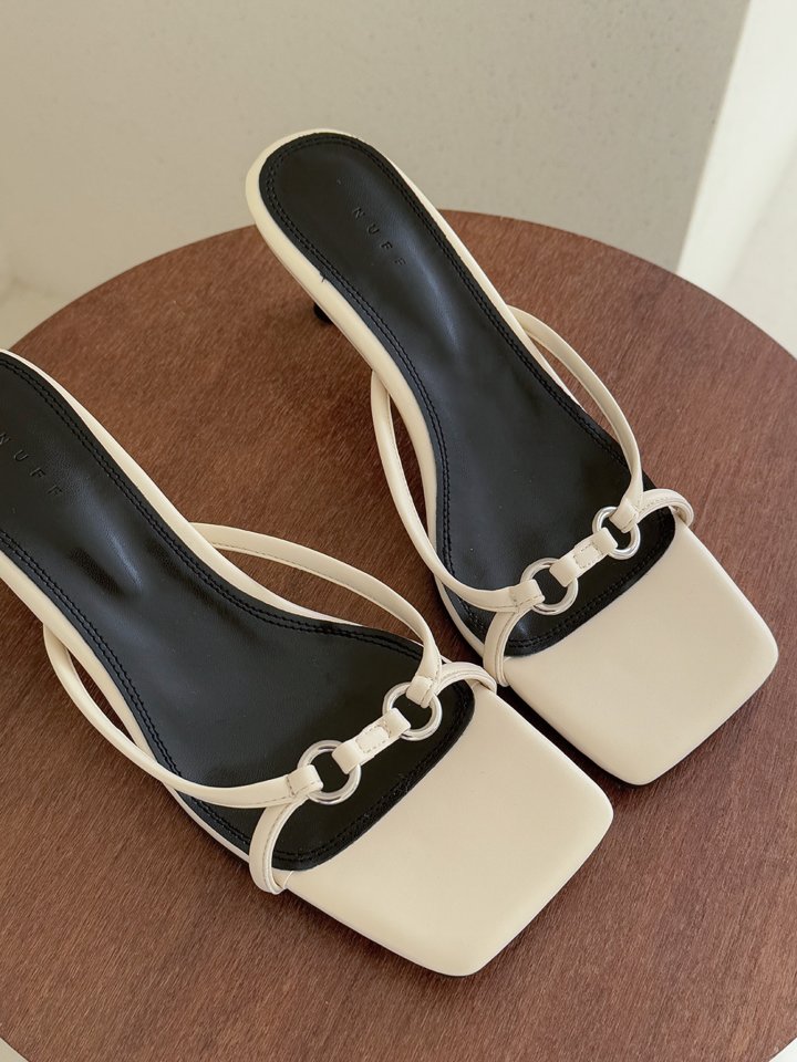 Vade - Korean Women Fashion - #vintageinspired - Square Buckle Sandals Mule Heel - 3