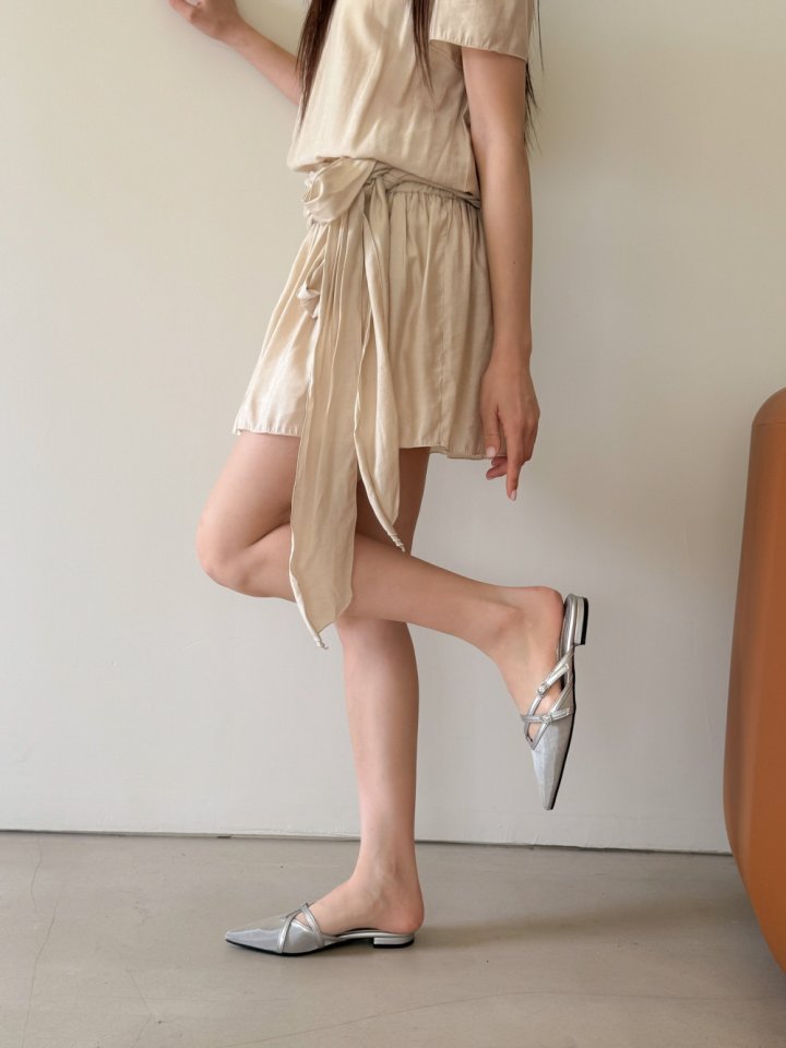 Vade - Korean Women Fashion - #vintageinspired - Stiletto Mesh Strap Low Heel Mule - 12