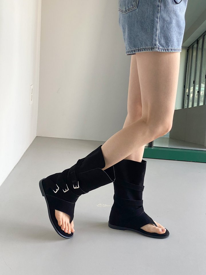 Vade - Korean Women Fashion - #vintageinspired - Unique Fit Ankle Open-toe Boots Slim Line Sandals - 10