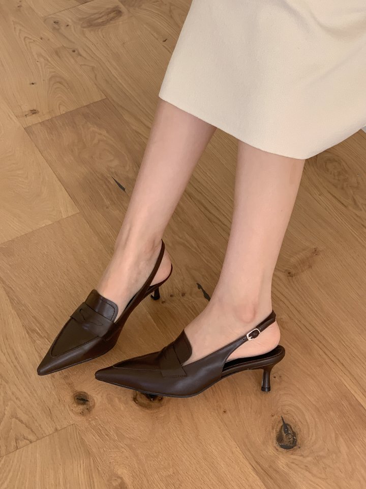 Vade - Korean Women Fashion - #vintageinspired - Stiletto Loafer Heel Slingback - 10